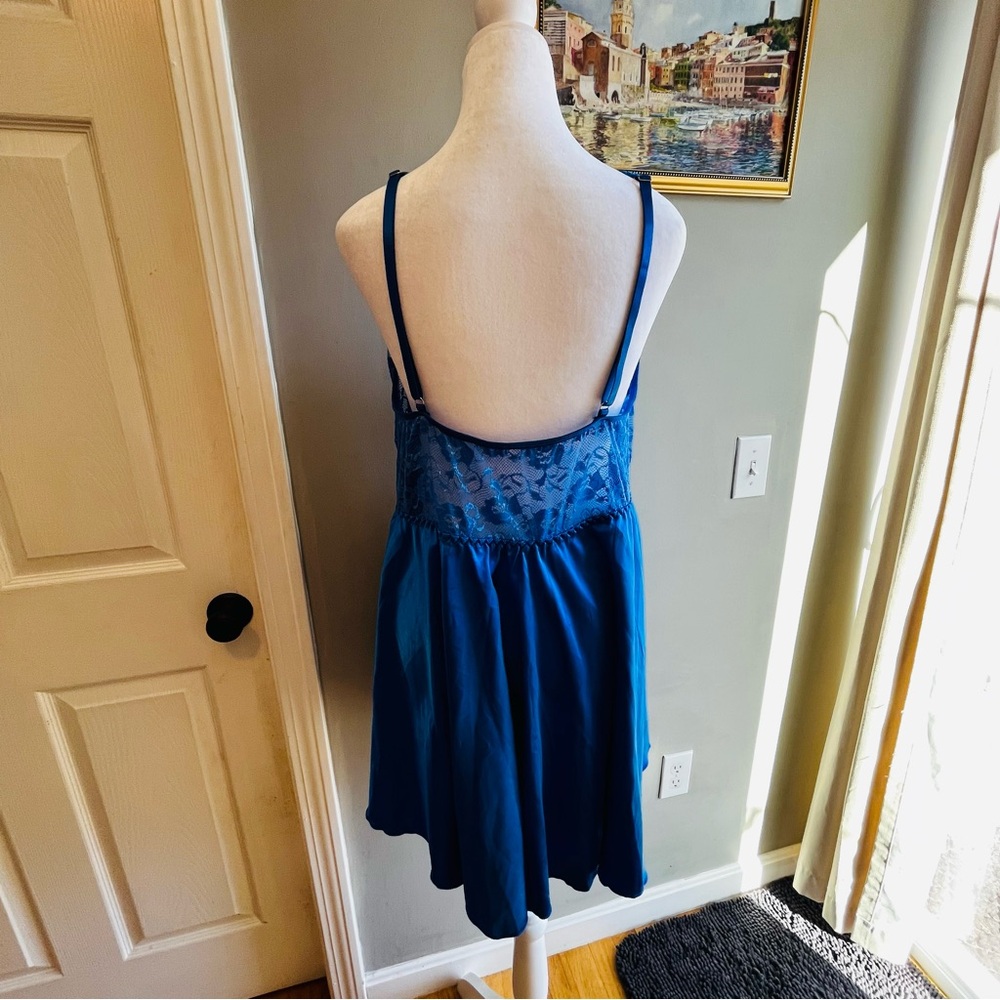 Elegant Blue Lace Nightgown Babydoll 4XL Plus Lingerie - Picture 7 of 11